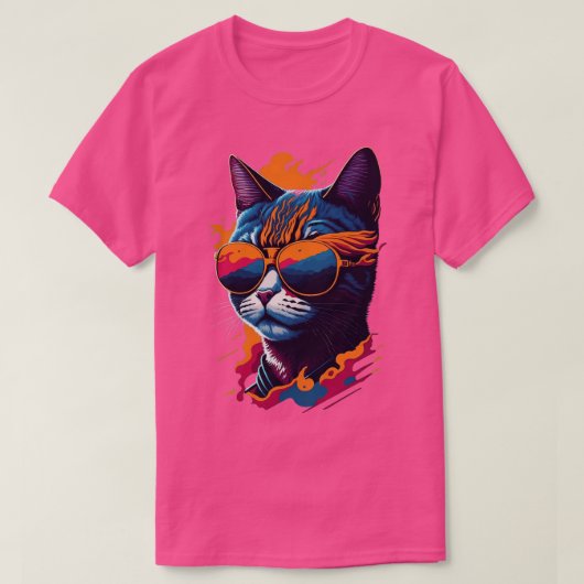 ヴィンテージと猫しゃれているレトロクール猫3 Tシャツ (デザイン正面)