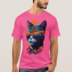 ヴィンテージと猫しゃれているレトロクール猫3 Tシャツ