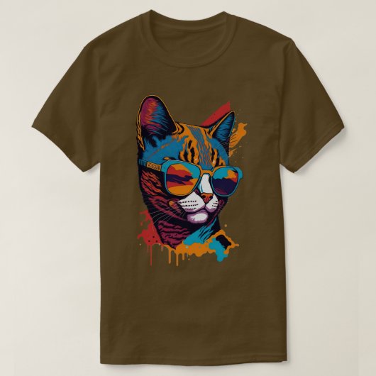 ヴィンテージと猫しゃれているレトロクール猫5 Tシャツ (デザイン正面)