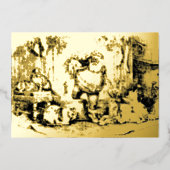 ヴィンテージと猫と犬のクリスマス 箔シーズンカード (正面)