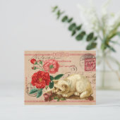 ヴィンテージと猫のコラージュ ポストカード (スタンド正面)