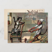 ヴィンテージと猿のクリスマスポストカード ポストカード (正面/裏面)