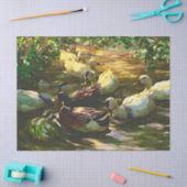 ヴィンテージと白のアヒルが池の切り離し 薄葉紙 (クラフト)