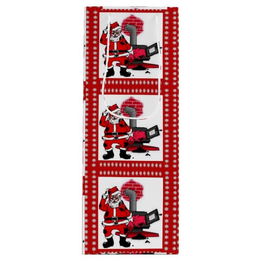 ヴィンテージと石炭ストーブのバーナーワイン抱き枕 ワインギフトバッグ (正面)