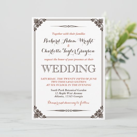 ヴィンテージと素朴結婚式招待状 招待状 (スタンド正面)