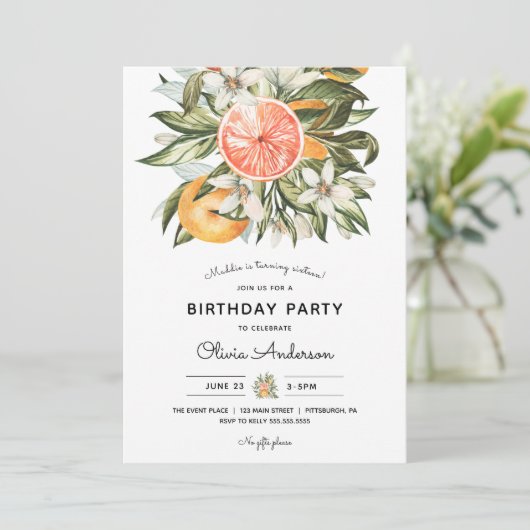 ヴィンテージと緑の誕生日パーティー 招待状 (スタンド正面)