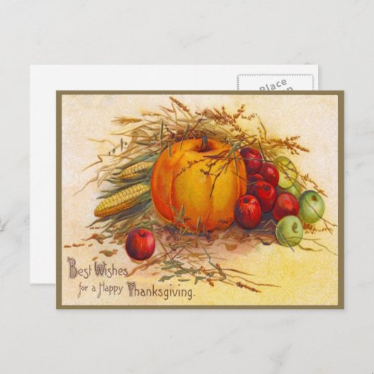 ヴィンテージと美しい感謝祭 シーズンポストカード (正面/裏面)
