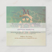 ヴィンテージと老朽ティール（緑がかった色）、赤面、グレー スクエア名刺 (裏面)