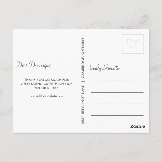 ヴィンテージと花ありがとうはがき ポストカード (裏面)