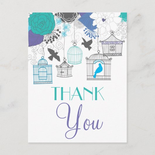 ヴィンテージと花ありがとうはがき ポストカード (正面)