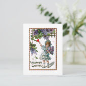 ヴィンテージと花とバレンタインの挨拶 ポストカード (スタンド正面)