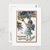 ヴィンテージと花とバレンタインの挨拶 ポストカード (正面/裏面)