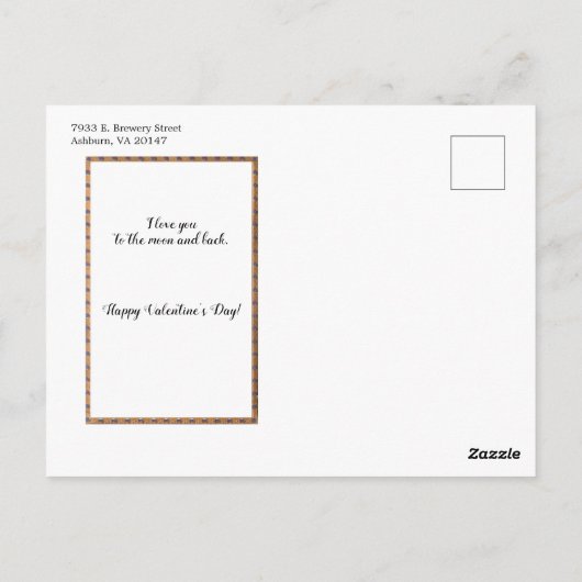 ヴィンテージと花とバレンタインの挨拶 ポストカード (裏面)