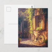 ヴィンテージと花のポット ポストカード (正面/裏面)