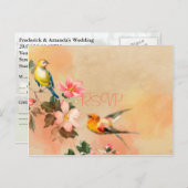 ヴィンテージと花の結婚式RSVP写真 インビテーションポストカード (正面/裏面)
