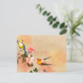 ヴィンテージと花の結婚式RSVP写真 インビテーションポストカード (スタンド正面)