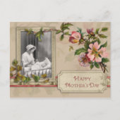 ヴィンテージと花を咲かせた子供 ポストカード (正面)