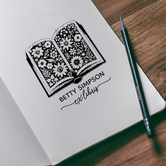 ヴィンテージと花カスタム図書切手 ラバースタンプ