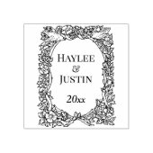 ヴィンテージと花リース結婚ズ記念日 ラバースタンプ (インプリント)