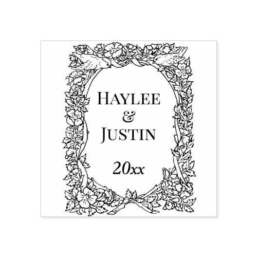 ヴィンテージと花リース結婚ズ記念日 ラバースタンプ (インプリント)