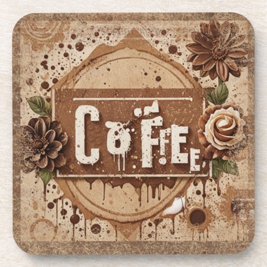 ヴィンテージと花 コースター (正面)