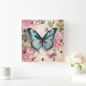 ヴィンテージと花 スクエア壁時計 (ホーム)