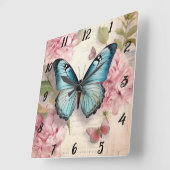 ヴィンテージと花 スクエア壁時計 (傾斜)