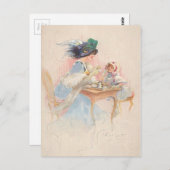 ヴィンテージと茶を飲む子供 ポストカード (正面/裏面)