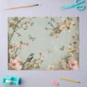 ヴィンテージと蝶さくらんぼ花ツリー 薄葉紙 (クラフト)