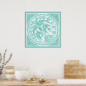 ヴィンテージと蝶と星の鳥 ポスター (キッチン)