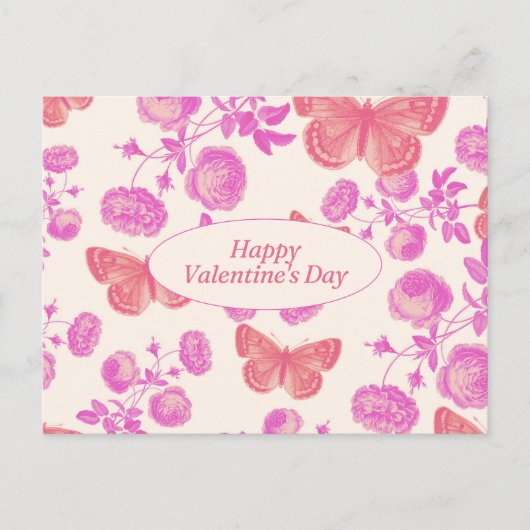 ヴィンテージと蝶バレンタインデー シーズンポストカード (正面)