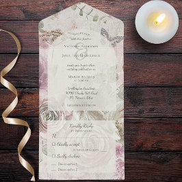 ヴィンテージと蝶 オールインワン招待状