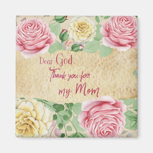 ヴィンテージと親愛のバラ感謝していよ、私の母 マグネット (正面)