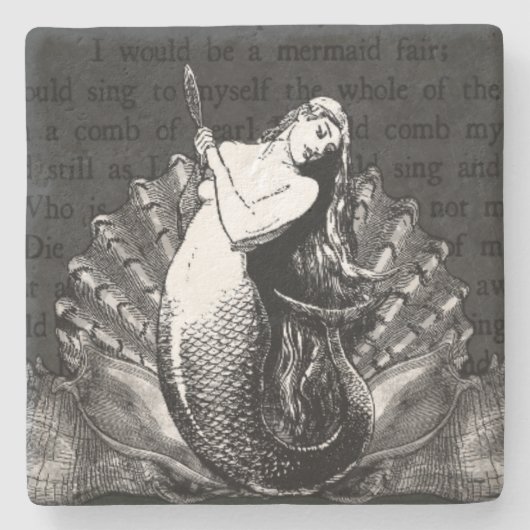 ヴィンテージと貝殻 ストーンコースター (正面)