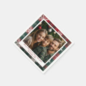 ヴィンテージと赤モダンと緑の雪片 スタンダードカクテルナプキン (角)