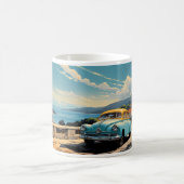 ヴィンテージと車の油絵 コーヒーマグカップ (中央)