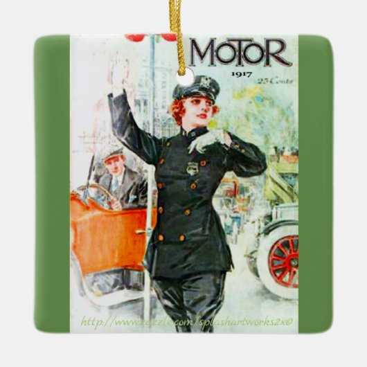 「ヴィンテージと車輪」 セラミックオーナメント (正面)