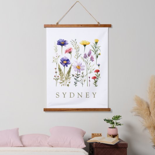 ヴィンテージと野生のモダン花 吊り下げ型タペストリー (寝室)