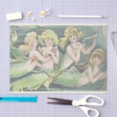 ヴィンテージと金魚で泳ぐ人魚の姉妹 薄葉紙 (クラフト)