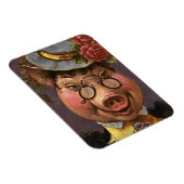 ヴィンテージと間抜け女おもしろいビクトリアン豚 マグネット (右側)