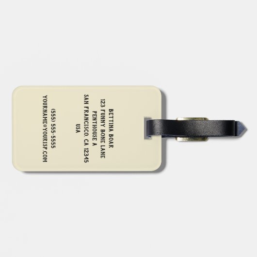 ヴィンテージと間抜け女おもしろいビクトリアン豚 ラゲッジタグ (裏面横)