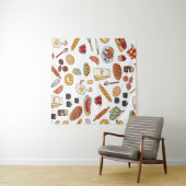 ヴィンテージと食べ物のシームレスなパターン。 タペストリー (インサイチュ(横))