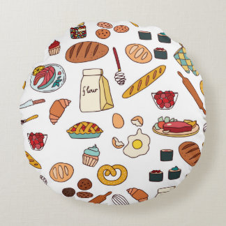 ヴィンテージと食べ物のシームレスなパターン。 ラウンドクッション