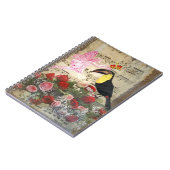 ヴィンテージと鳥のコラージュ ノートブック (左側)