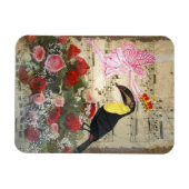 ヴィンテージと鳥のコラージュ マグネット (横)