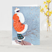 ヴィンテージと鳥の折り畳みグリーティングカード カード (黄色い花)