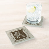 ヴィンテージと鳥 ガラスコースター (アングル)