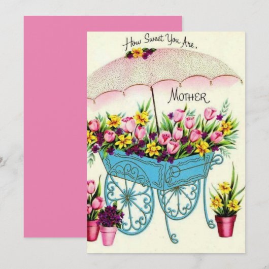 ヴィンテージどのように甘い母の日ホリデーカード シーズンカード (正面/裏面)