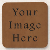 ヴィンテージなめし茶色の皮張り紙 コースター (正面)