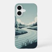 ヴィンテージなやさしい流れの川 iPhone 16ケース (裏面)